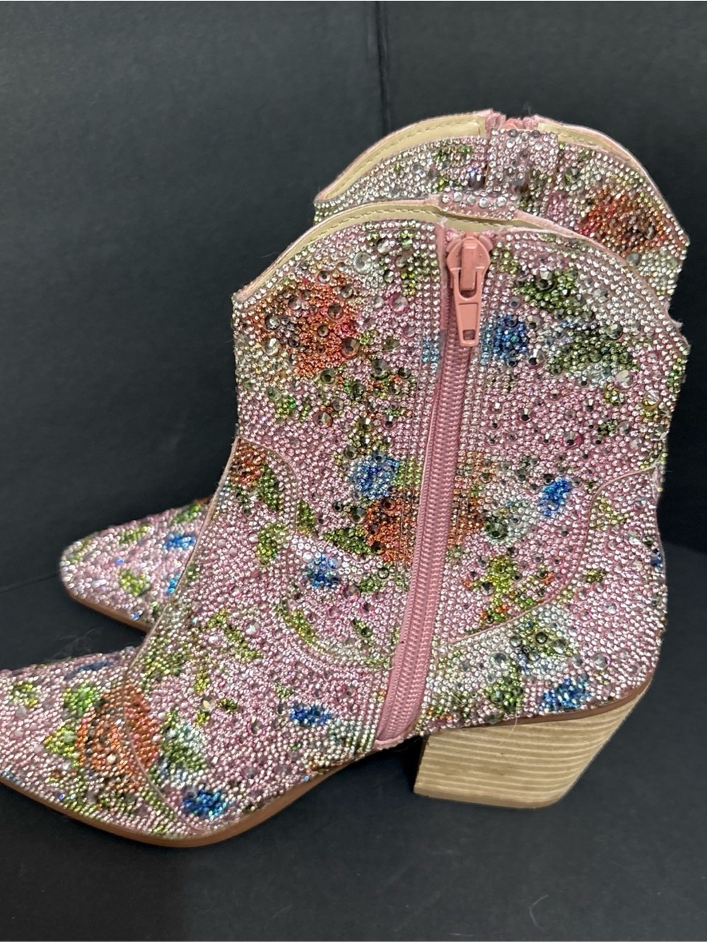 Betsey Johnson Cady Floral Rhinestone Ankle Boots Women Size 8 - Picture 3 of 7